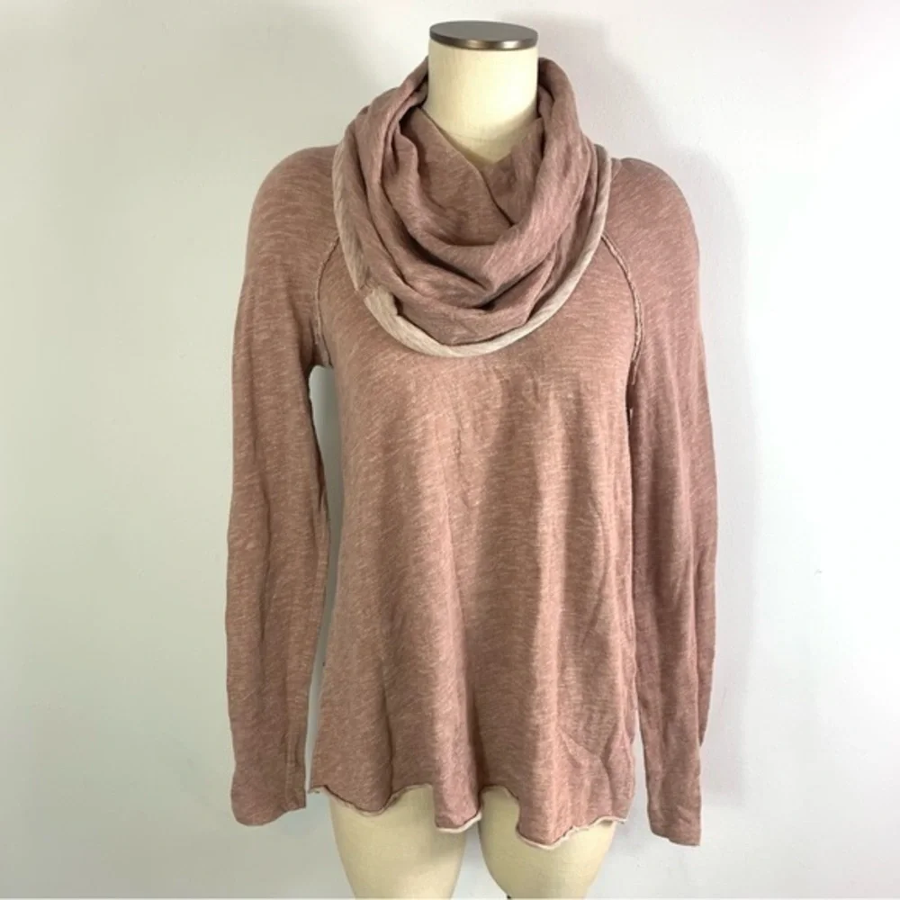 Free People Beach Pink Cocoon Cowl Neck Pullover Two Body Sweater - Picture 2 of 10